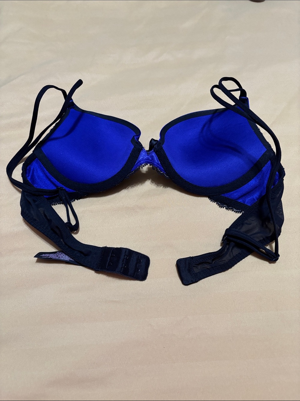 Victoria's Secret Royal Blue Satin & Lace Push-Up Bra Set - Picture 4 of 7